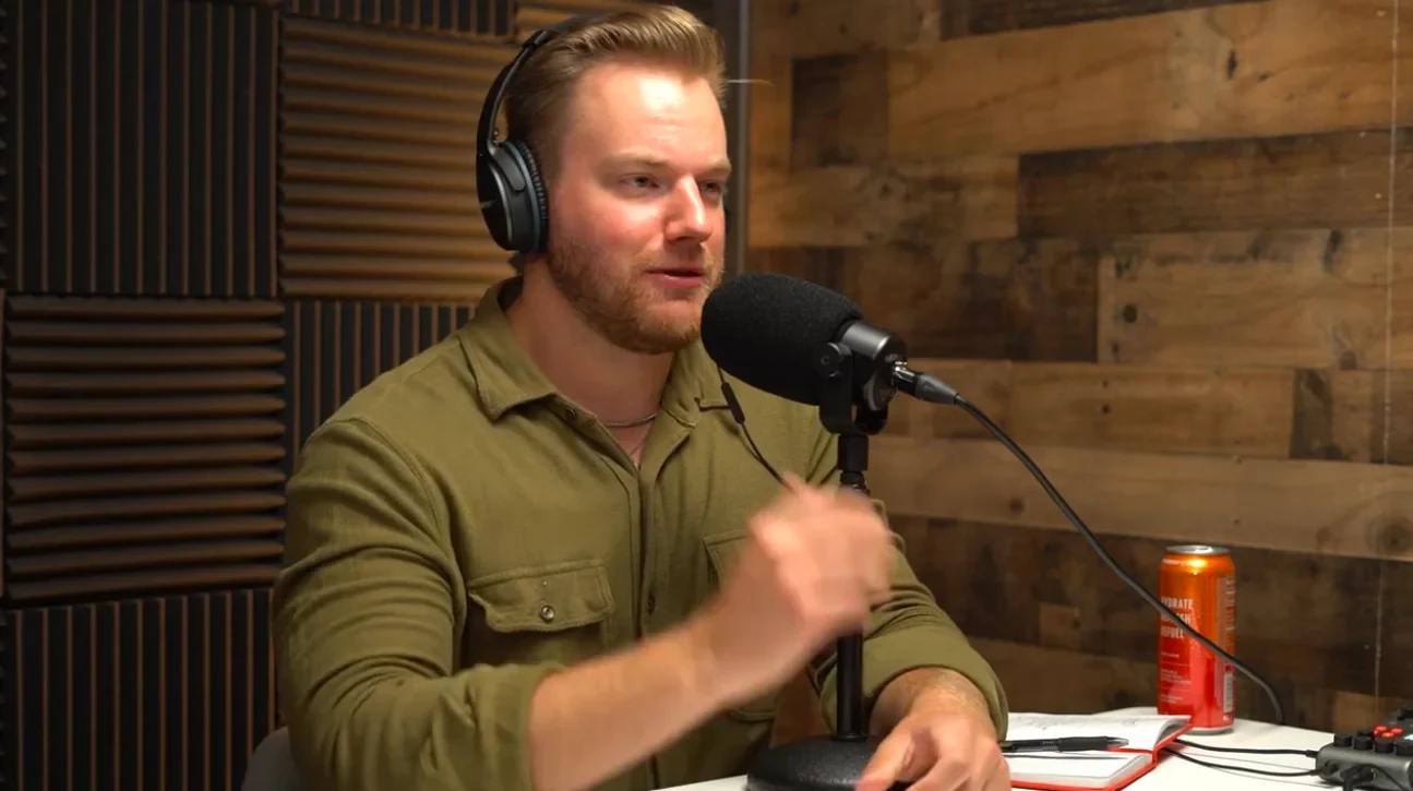 Host recording the episode on Dr. Bryan Ladd&rsquo;s Navy physical therapist journey to entrepreneurship
