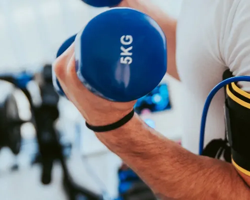 Blood flow restriction training in progress at Kaizen Health and Wellness in Urbandale, IA